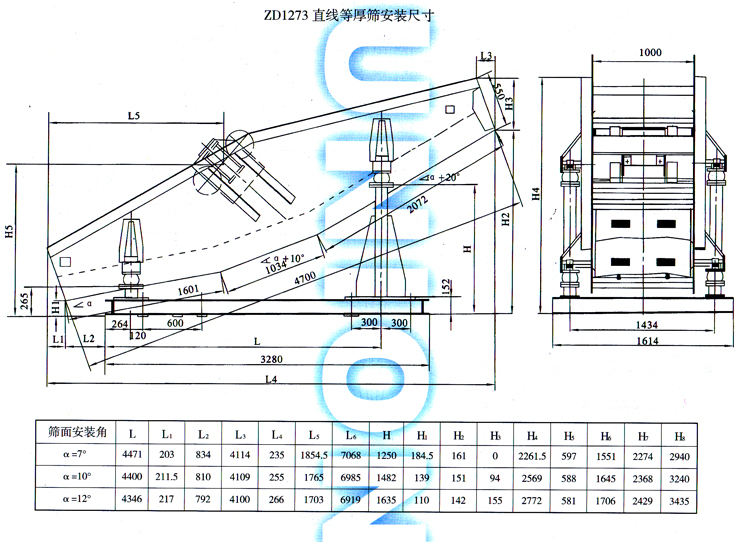 ZD型直线等厚筛安装尺寸图2