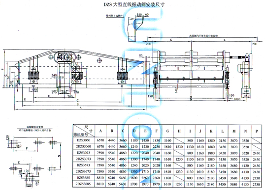 DZS大型直线振动筛安装尺寸图